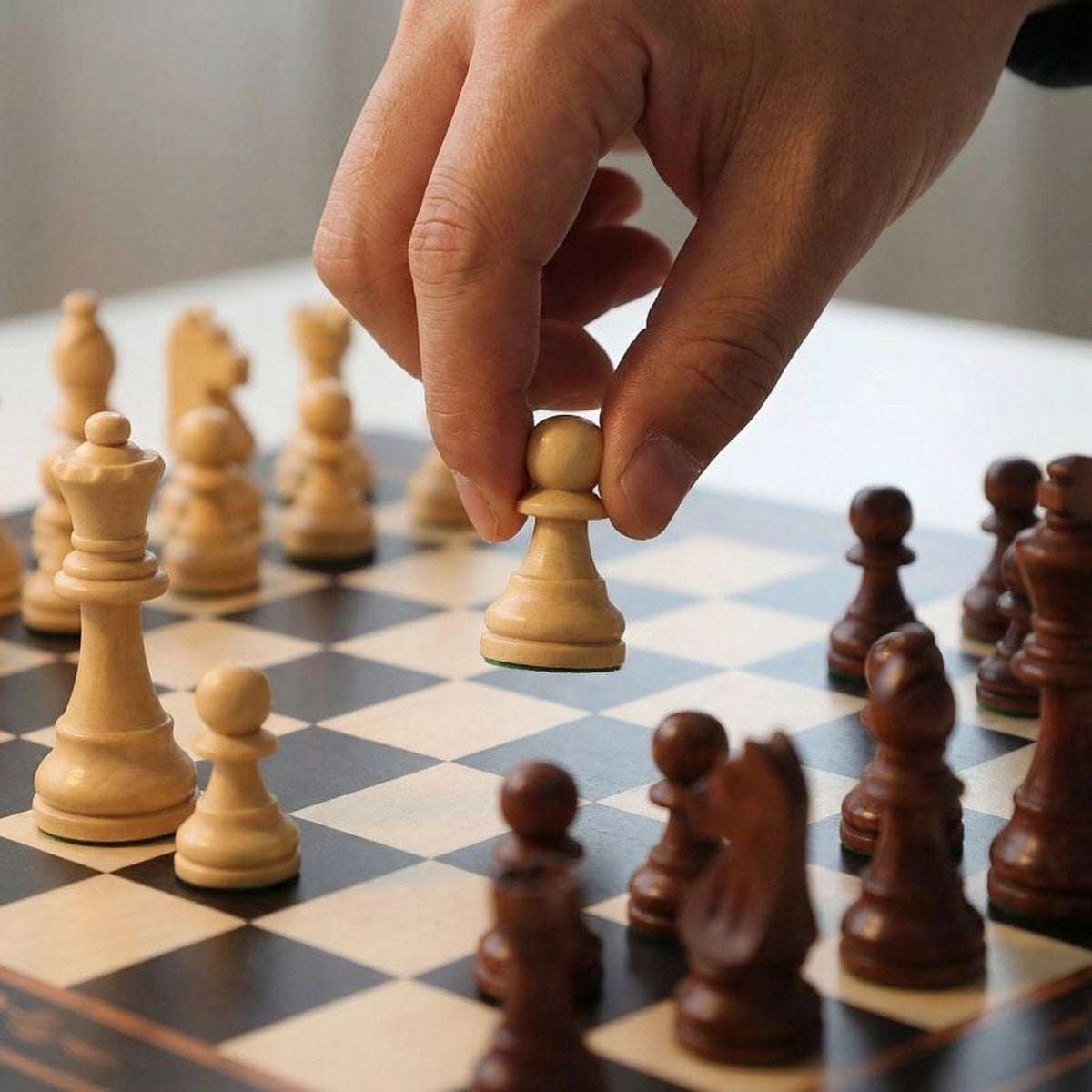 Walnut and Maple Chess Set with Drawers