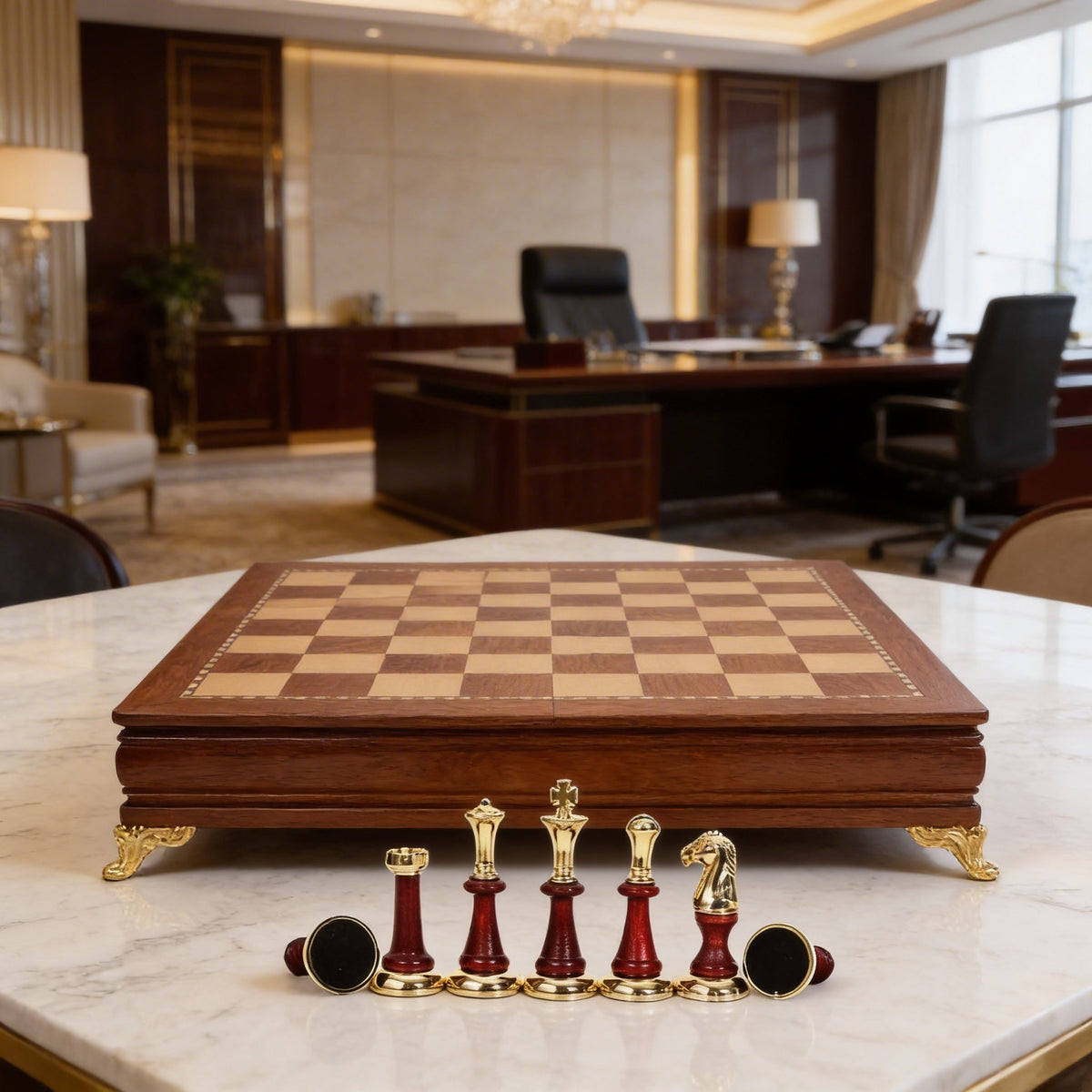 Ebony Chess Set with Under-Board Storage