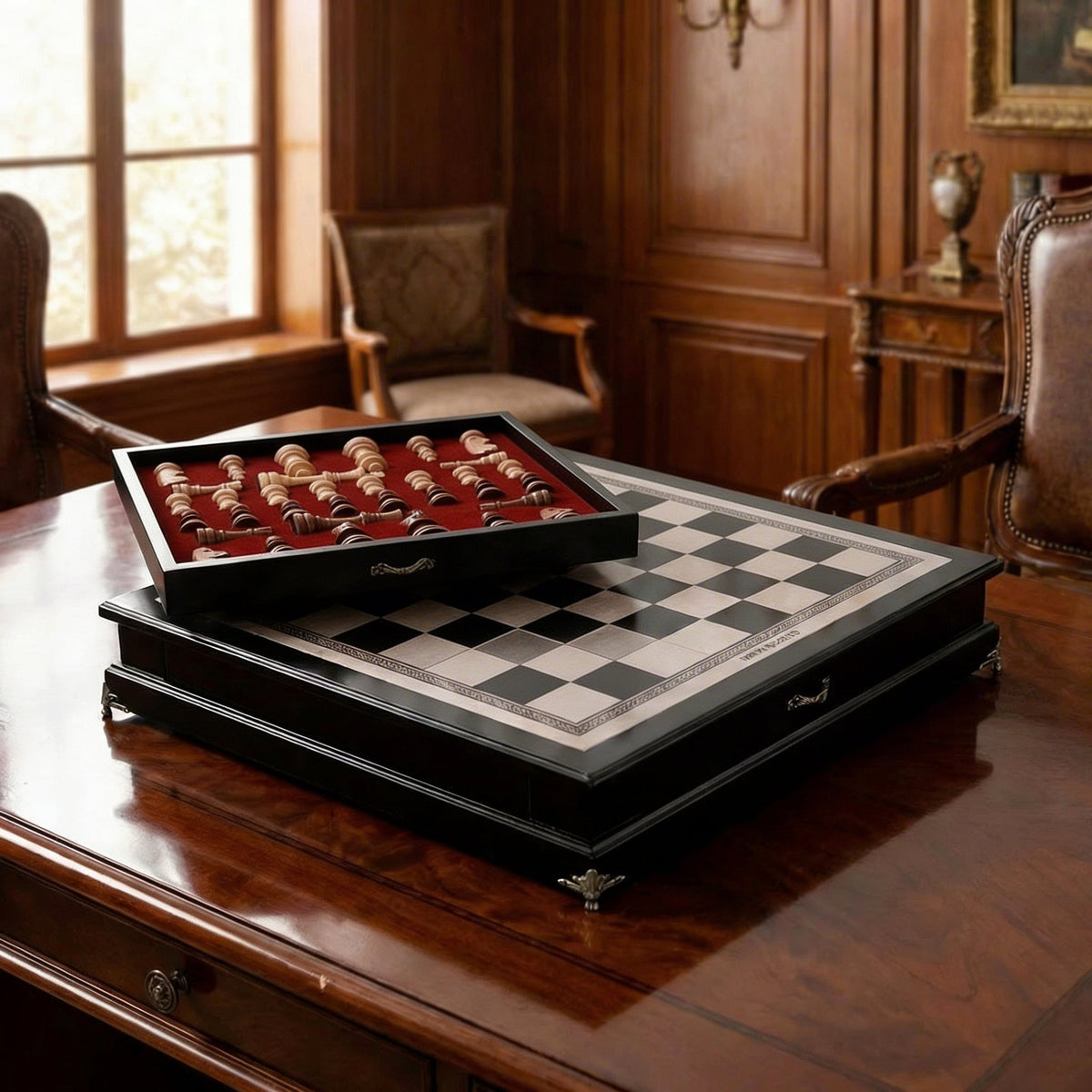 Olive Wood Chess Set with Drawer