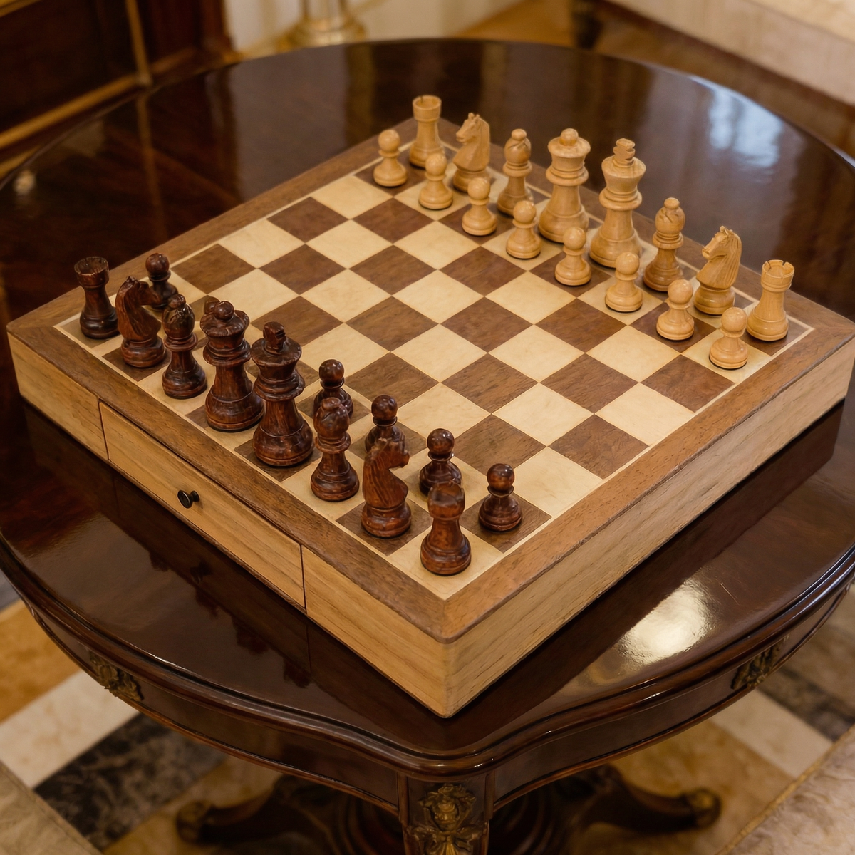 Maple Chess Set with Drawer