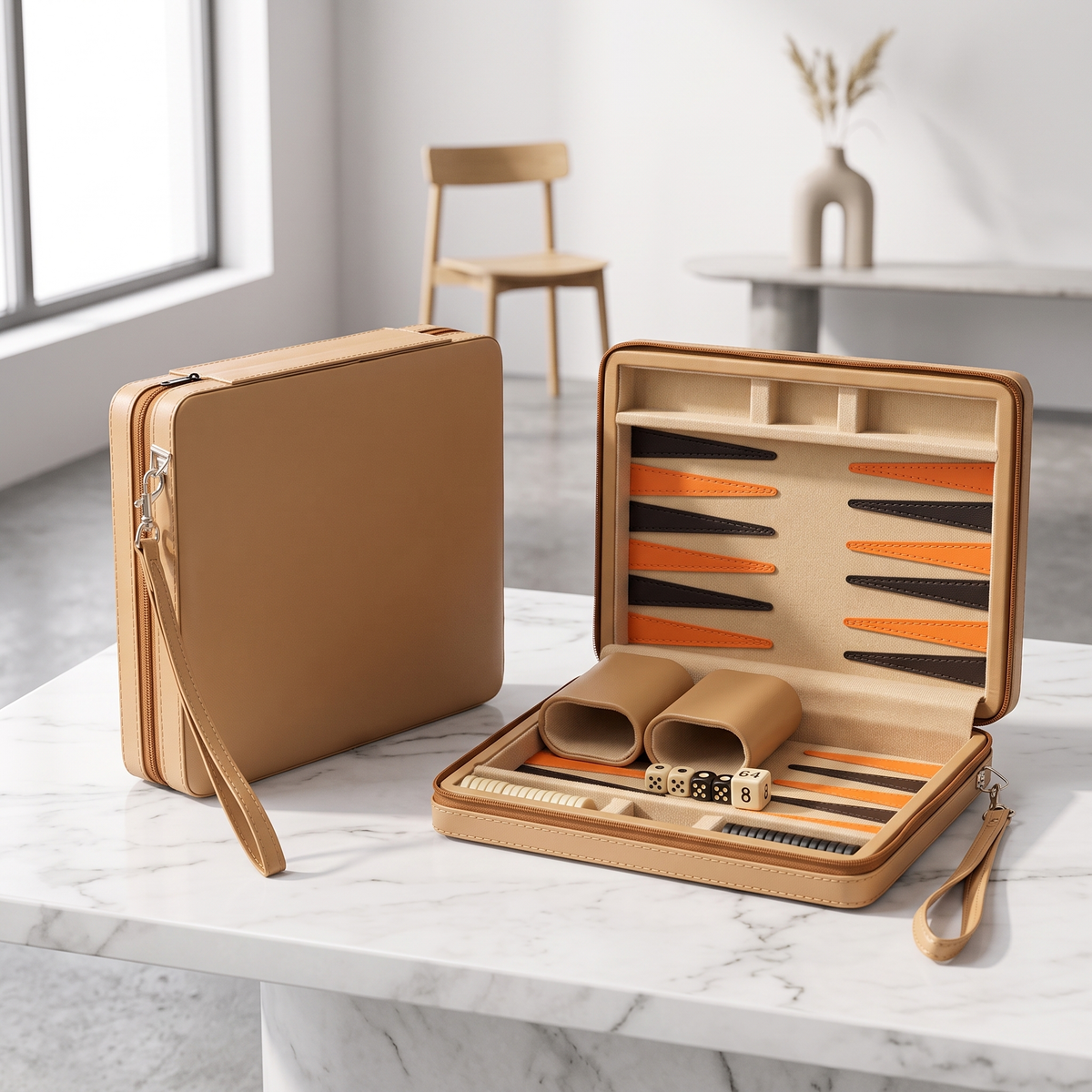 Alanya Backgammon Travel Set – Magnetic, Faux Leather