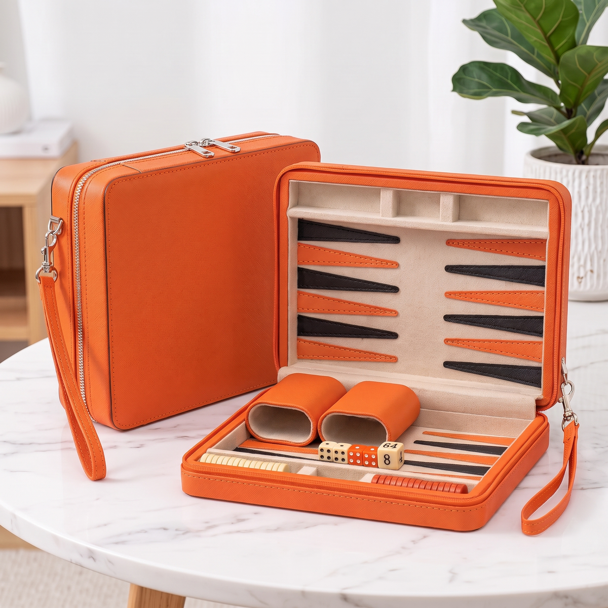 Alanya Backgammon Travel Set – Magnetic, Faux Leather
