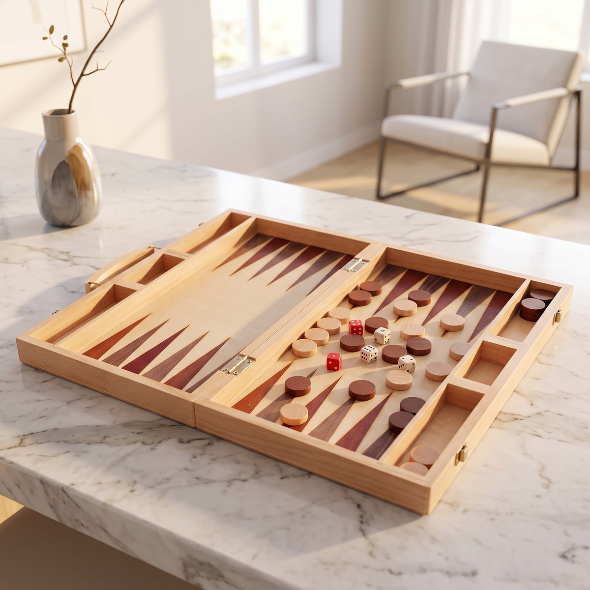 Ankara Backgammon Set – Natural Beech Case
