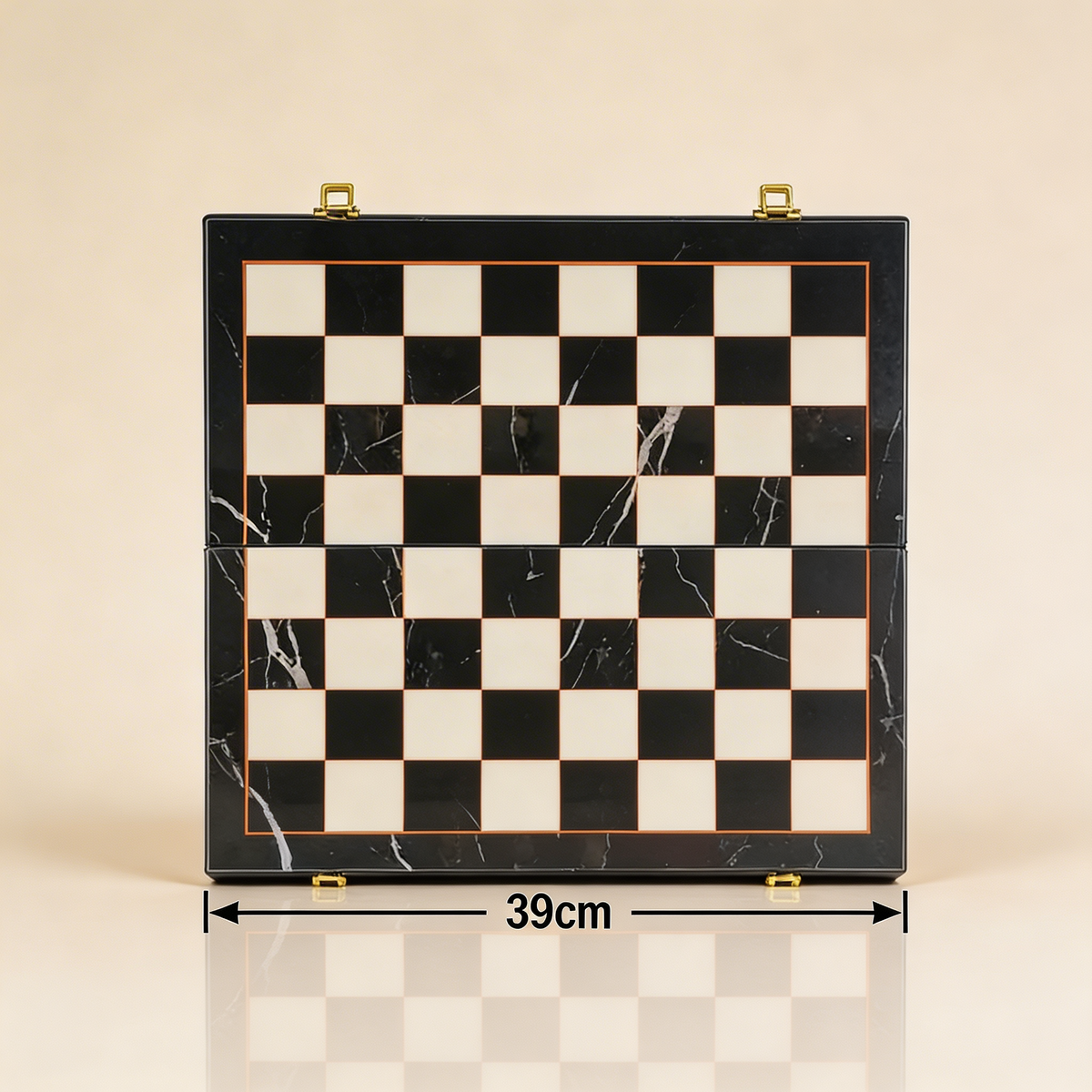 Folding Ebony Chess Set with Metal Pieces