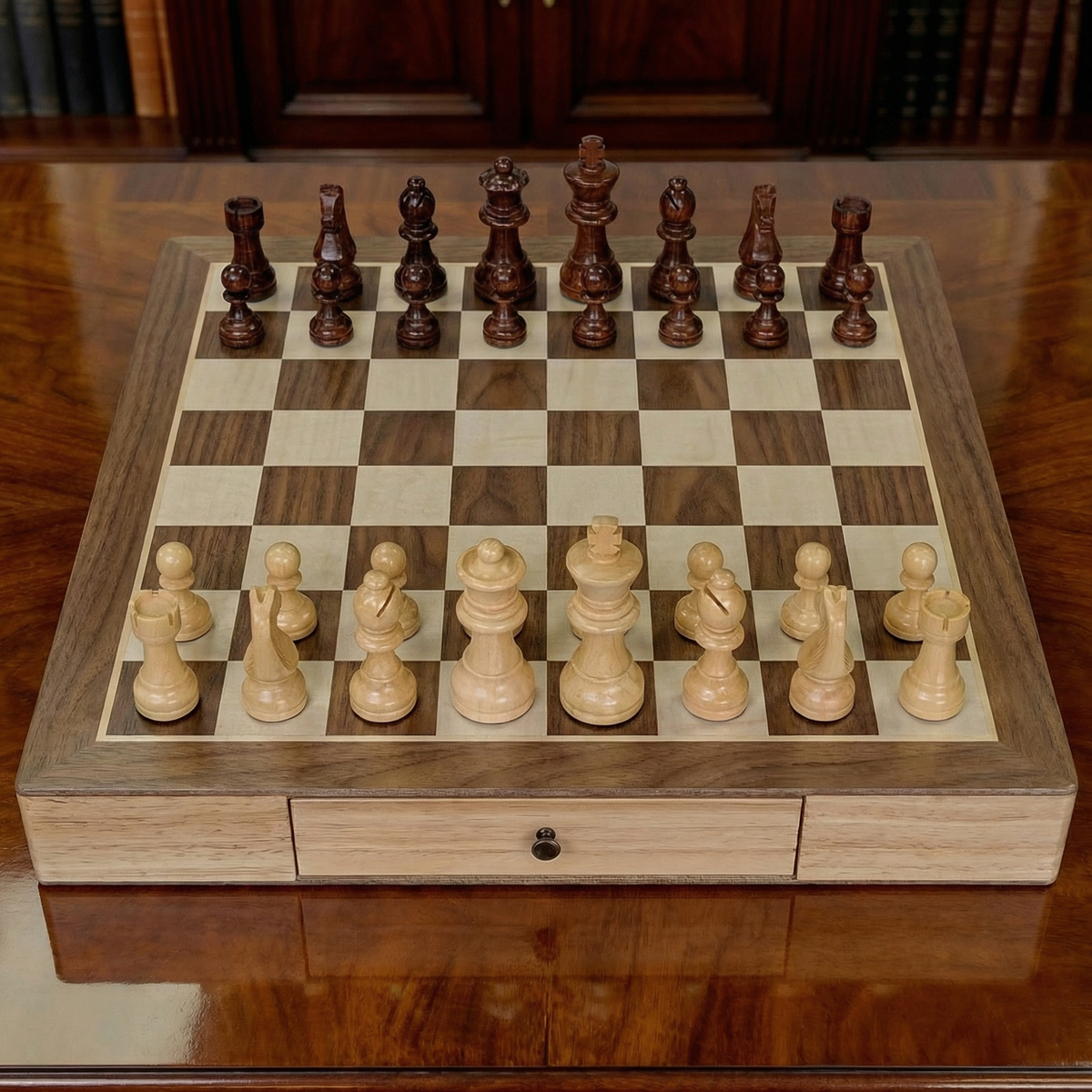 Maple Chess Set with Drawer