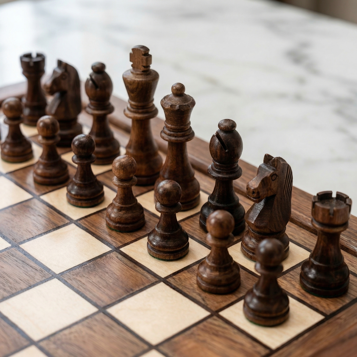 Walnut Chess Set with Drawers