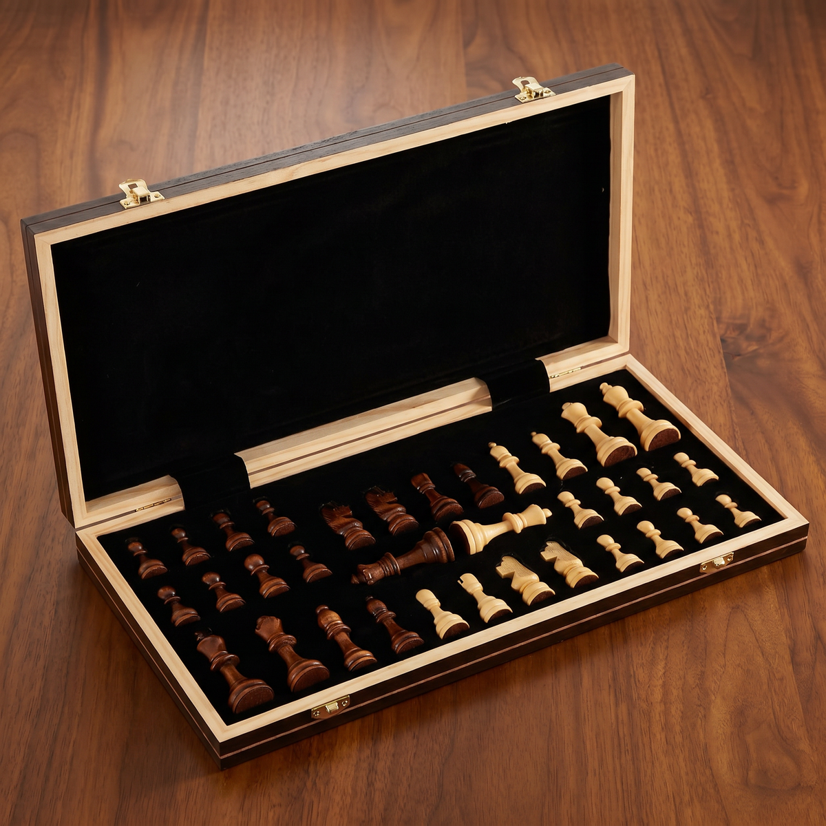 Folding Magnetic Walnut Chess Set