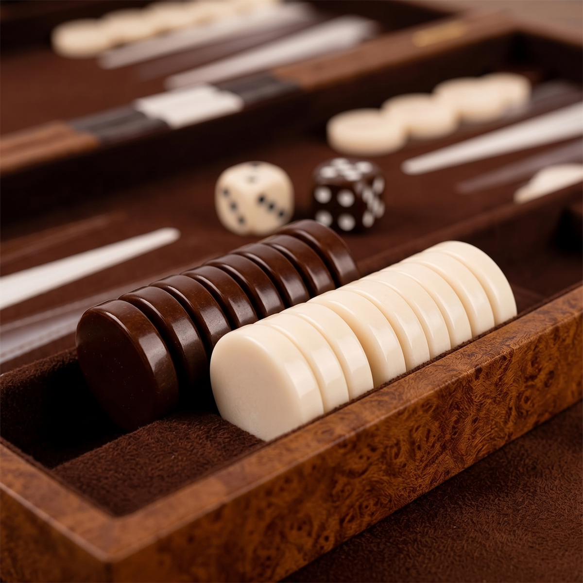 Havana Backgammon Set – Brown Faux Leather Case