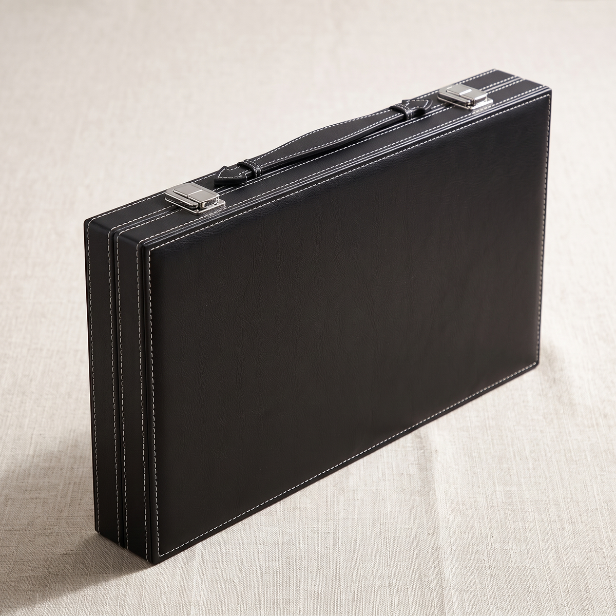 Milano Backgammon Set – Black Faux Leather Case