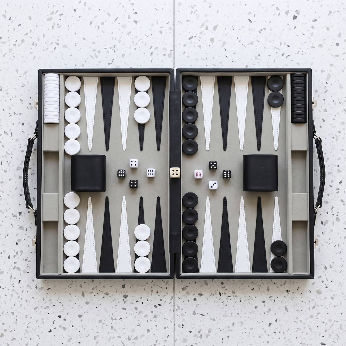 Milano Backgammon Set – Black Faux Leather Case
