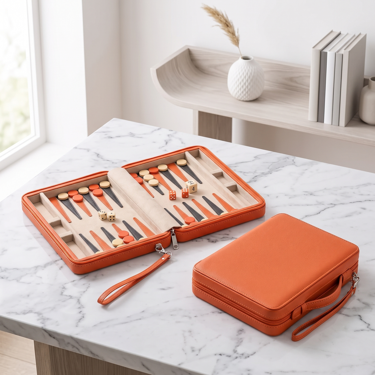 Alanya Backgammon Travel Set – Magnetic, Faux Leather