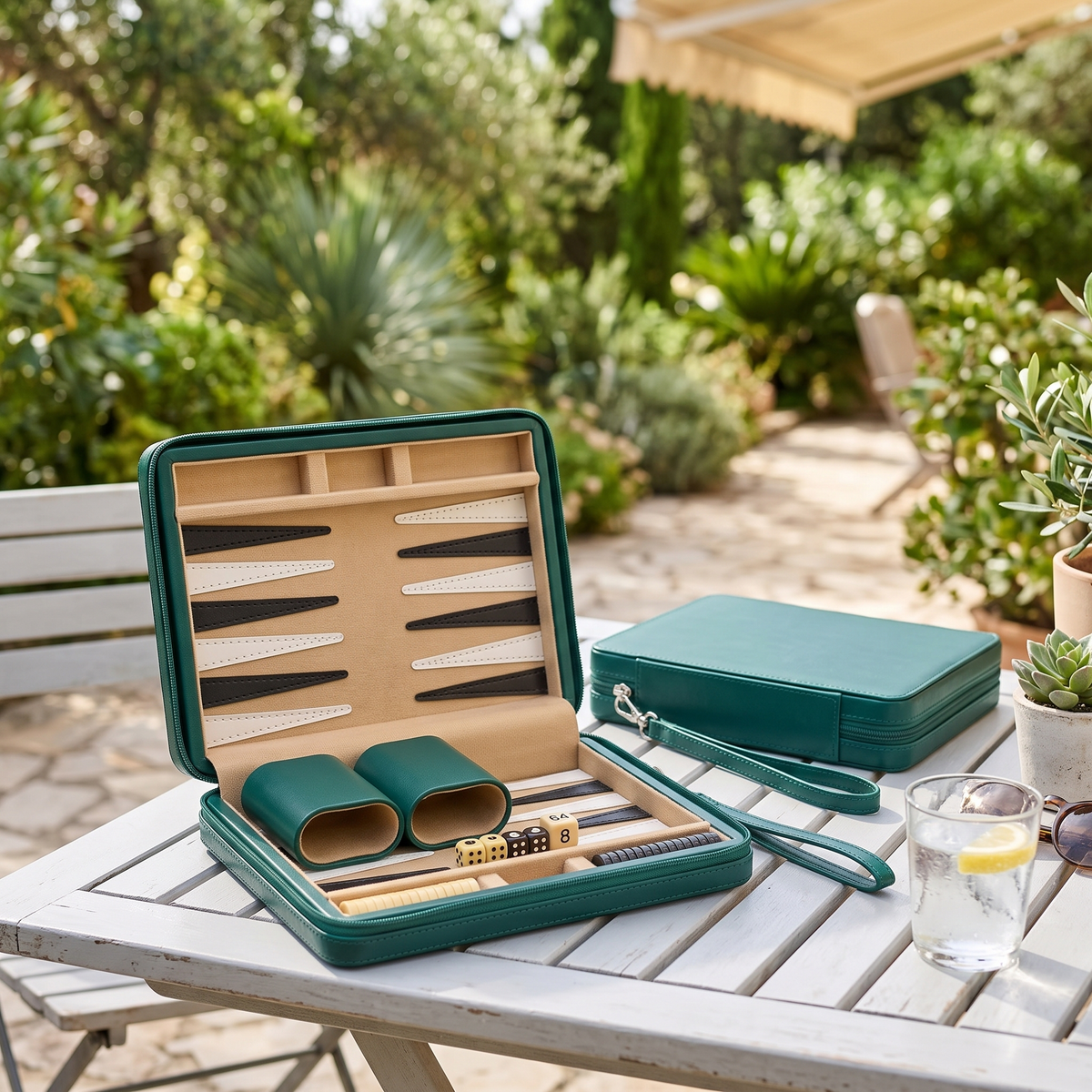 Alanya Backgammon Travel Set – Magnetic, Faux Leather